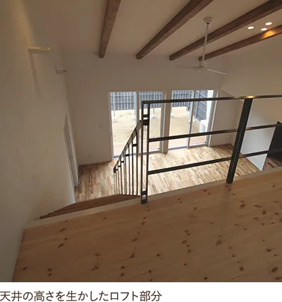 天井の高さを生かしたロフト部分